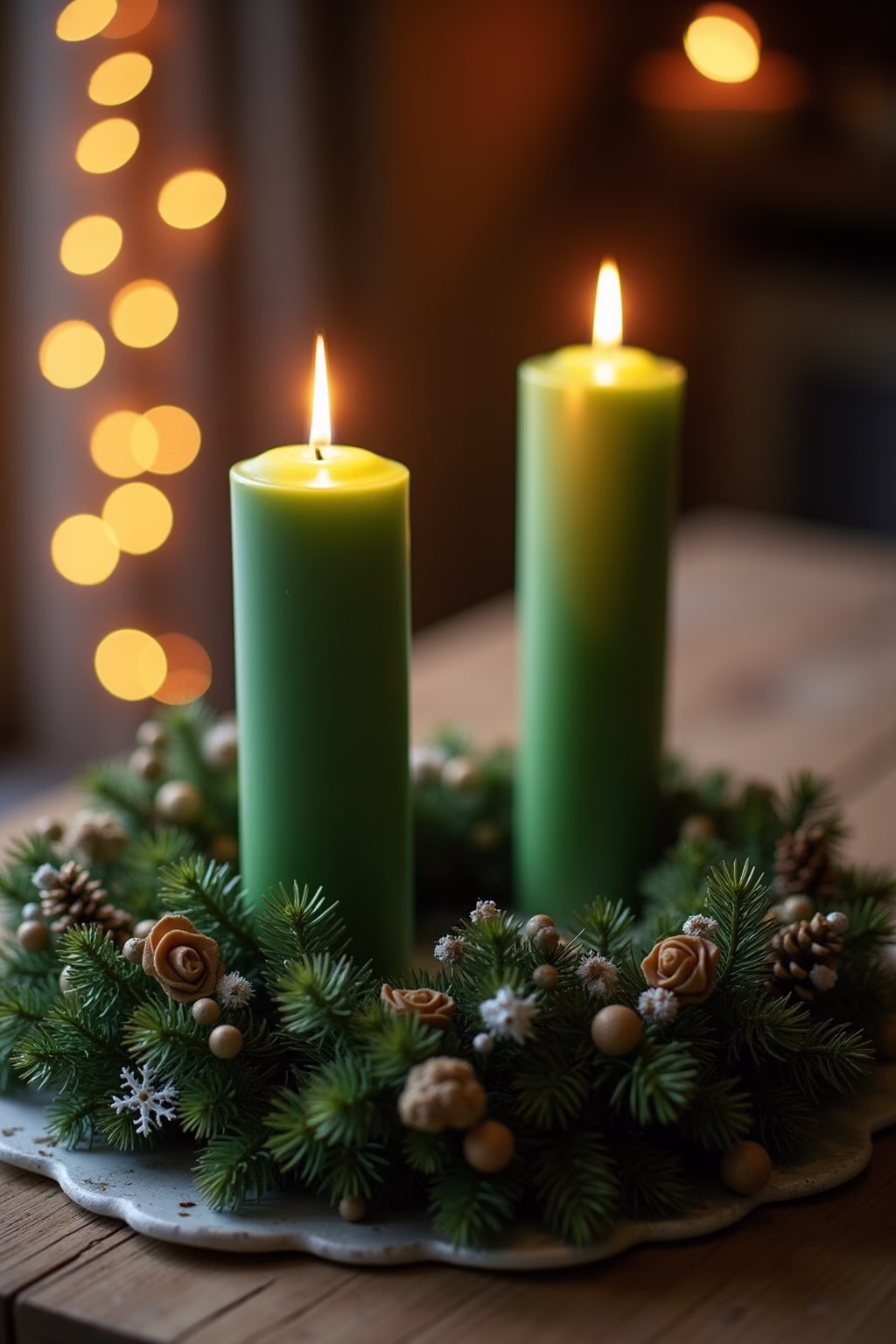 adventskranz gruene kerzen outline 1