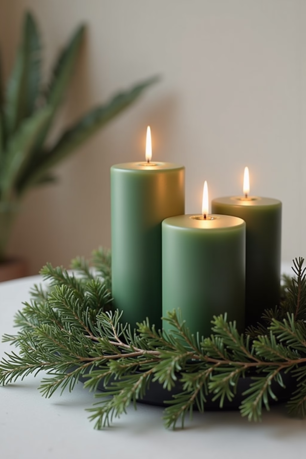 adventskranz gruene kerzen outline 5