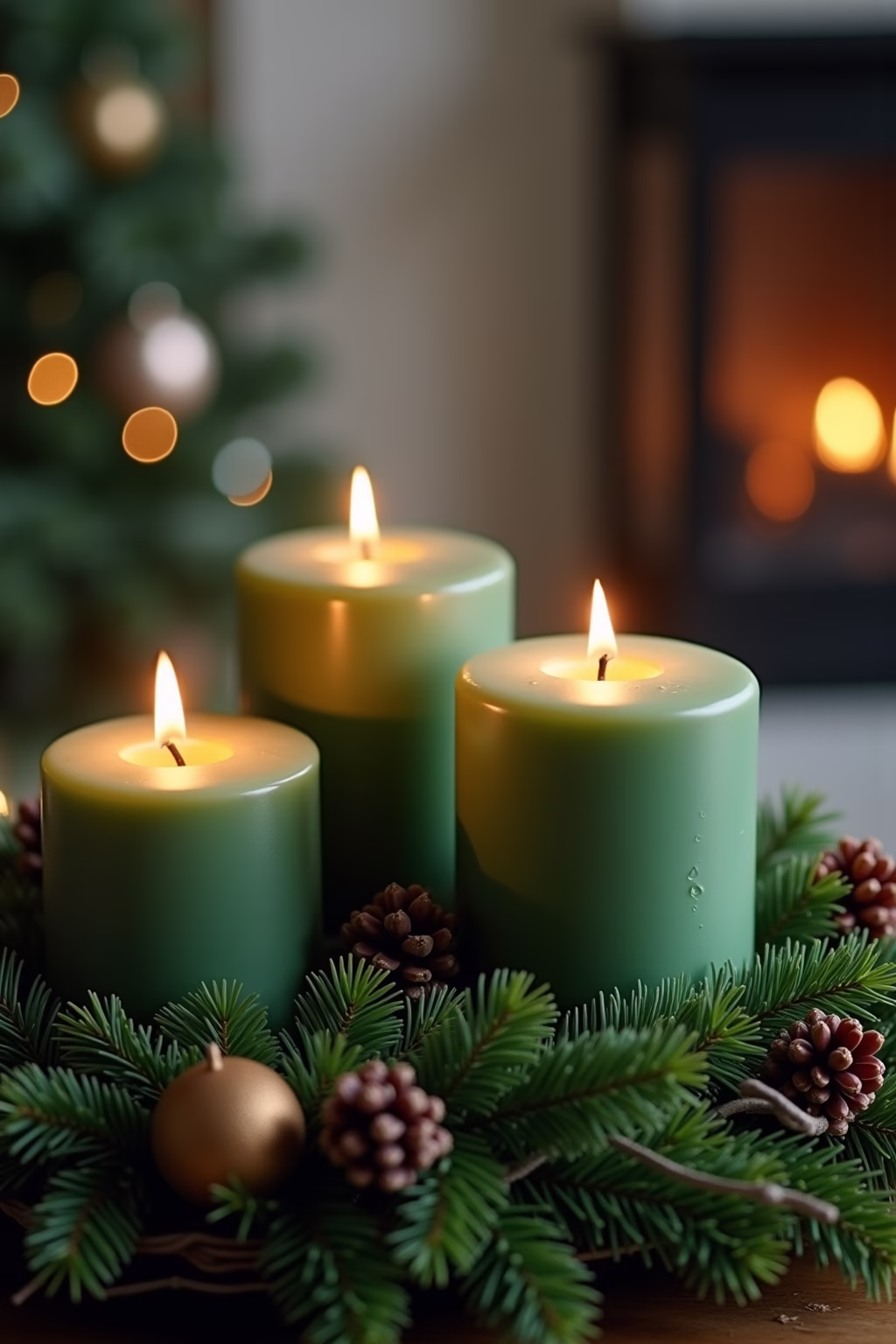 adventskranz gruene kerzen outline 6