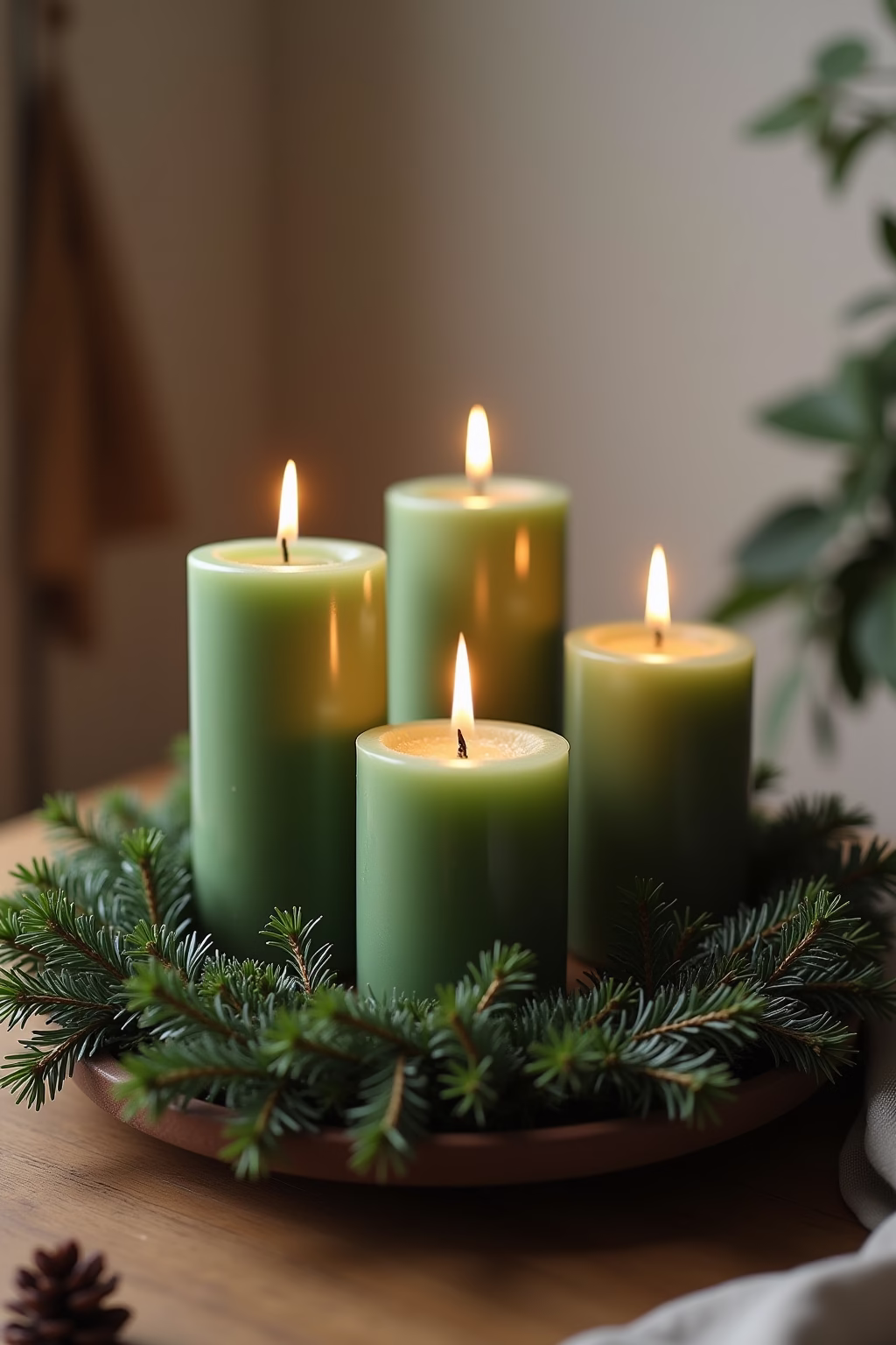 adventskranz gruene kerzen outline 7