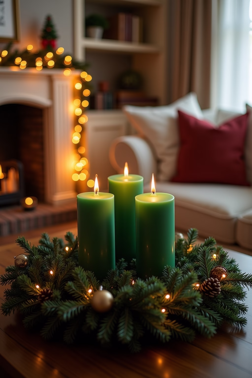 adventskranz gruene kerzen outline 8