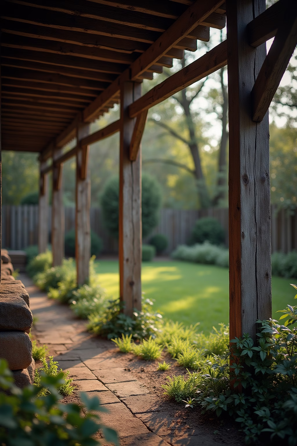 alte balken deko garten outline 8