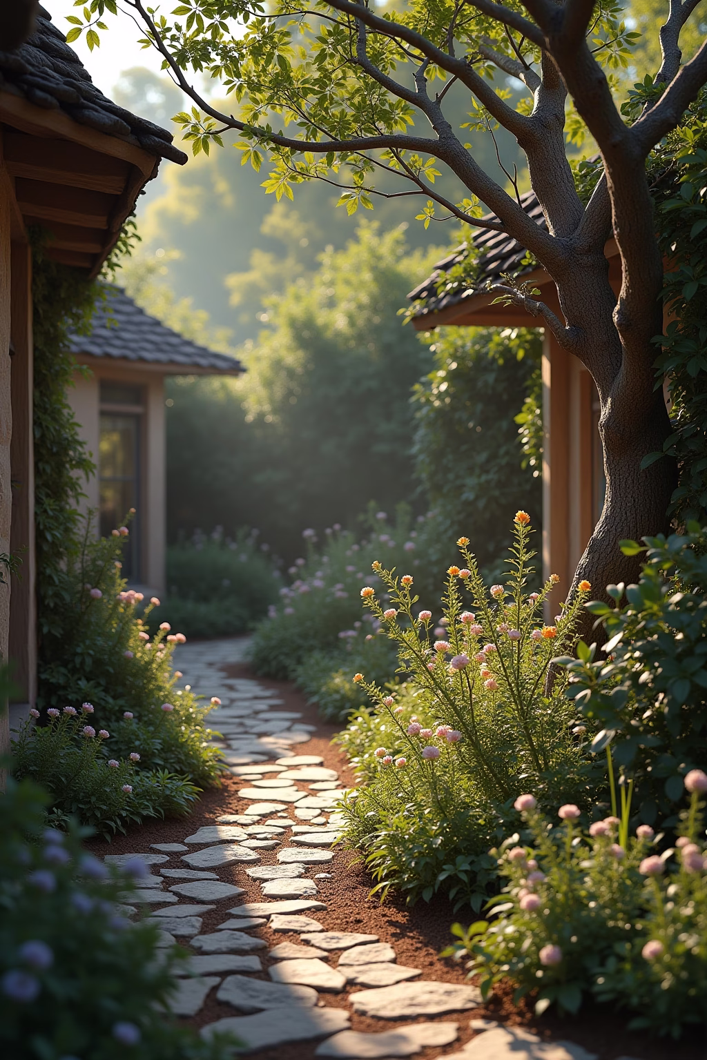 draussen deko mit aesten im garten outline 2