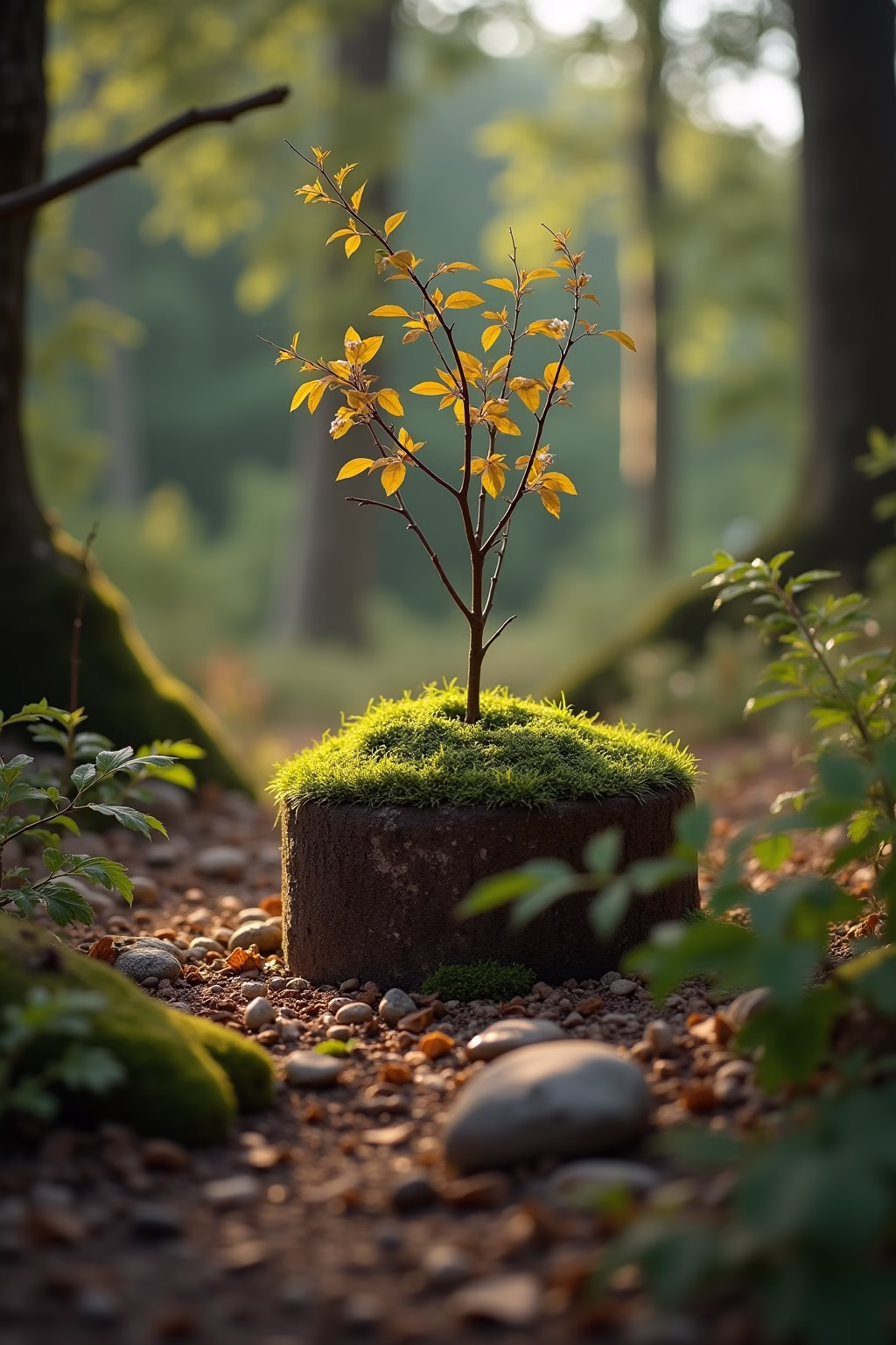 draussen deko mit aesten im garten outline 3