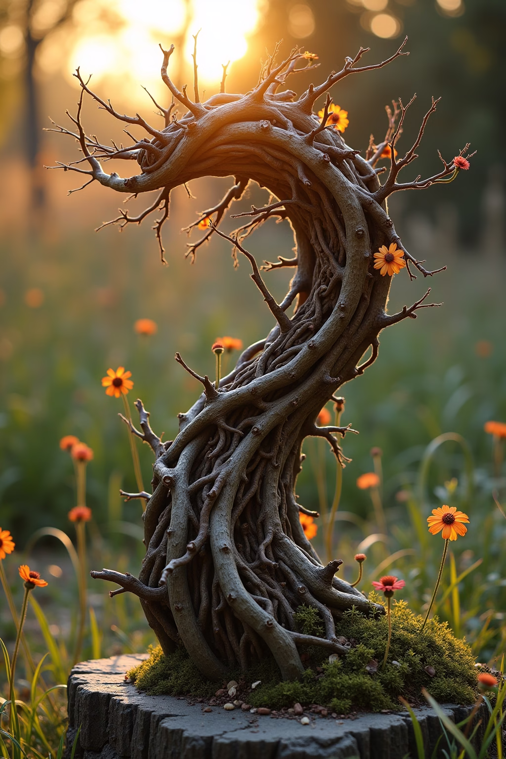 draussen deko mit aesten im garten outline 8