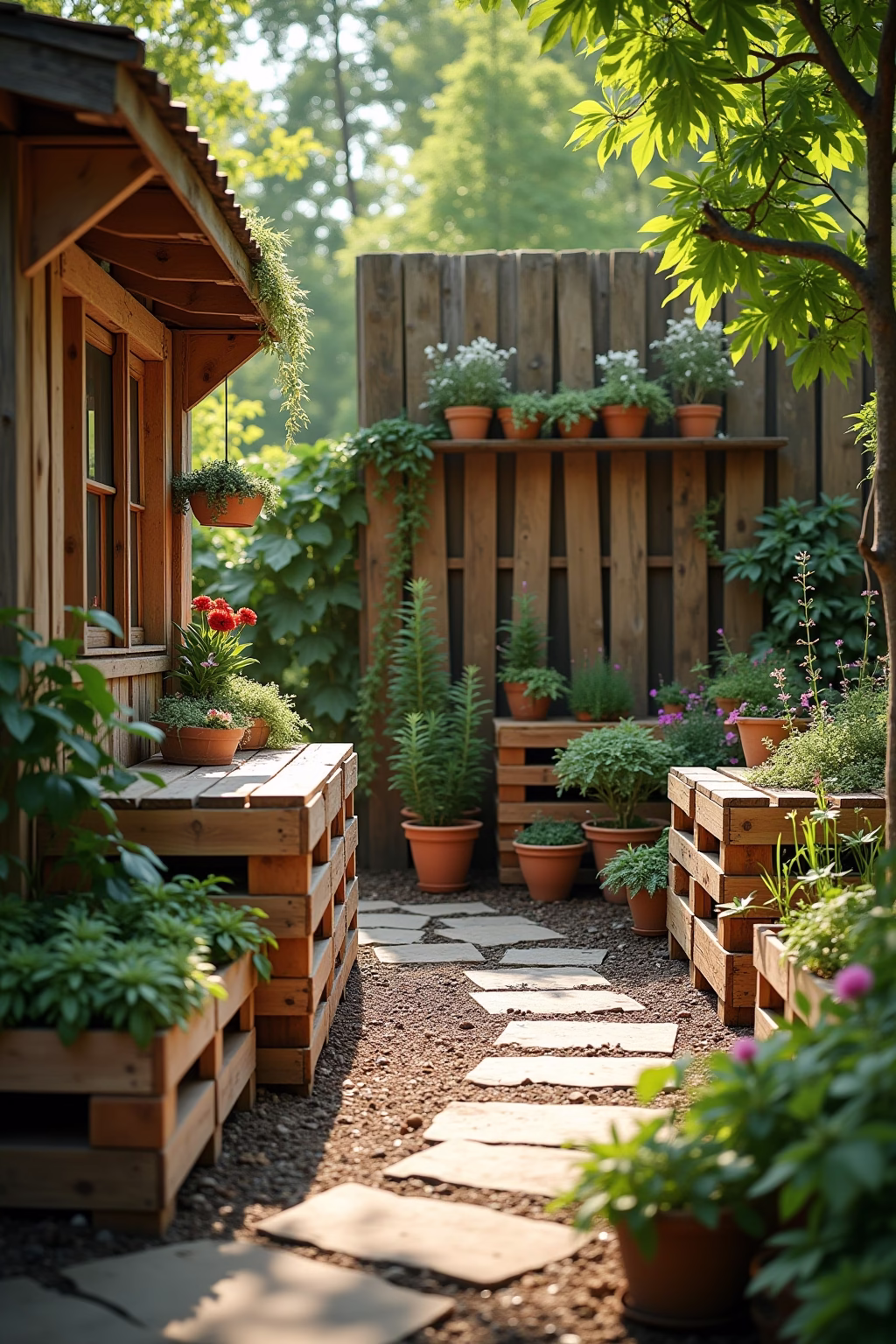 draussen paletten deko garten outline 8