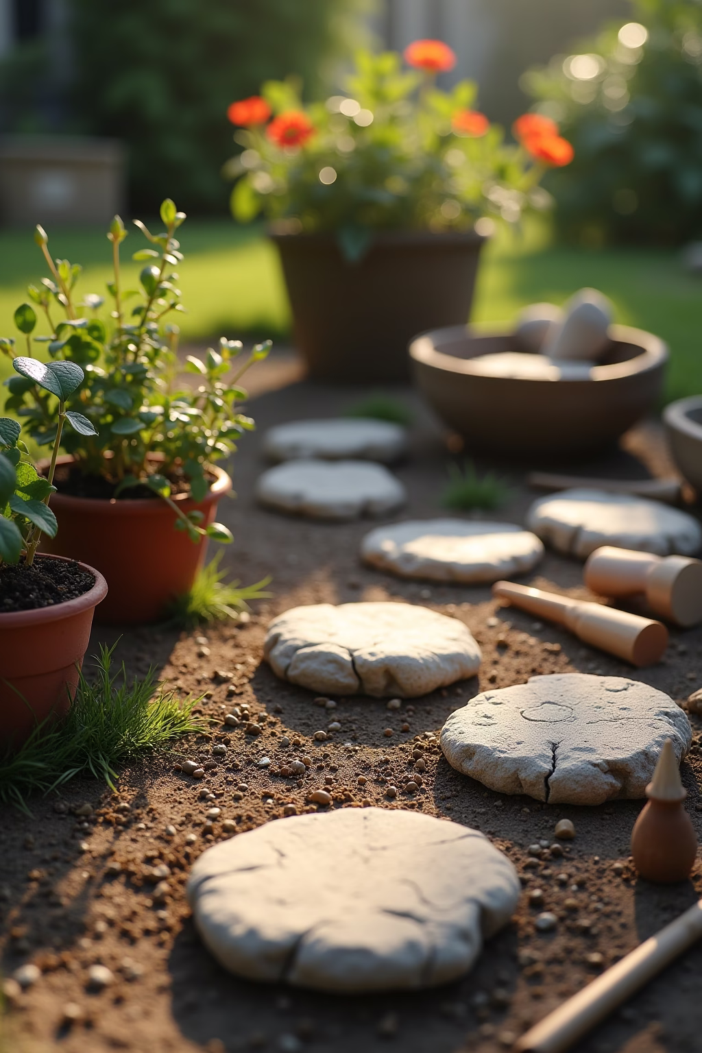 gehwegplatten garten ideen outline 5