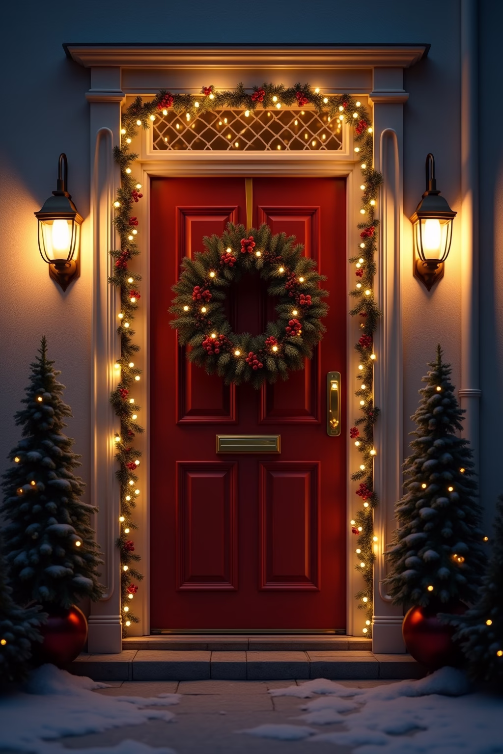 haustuer weihnachtsdekoration outline 1