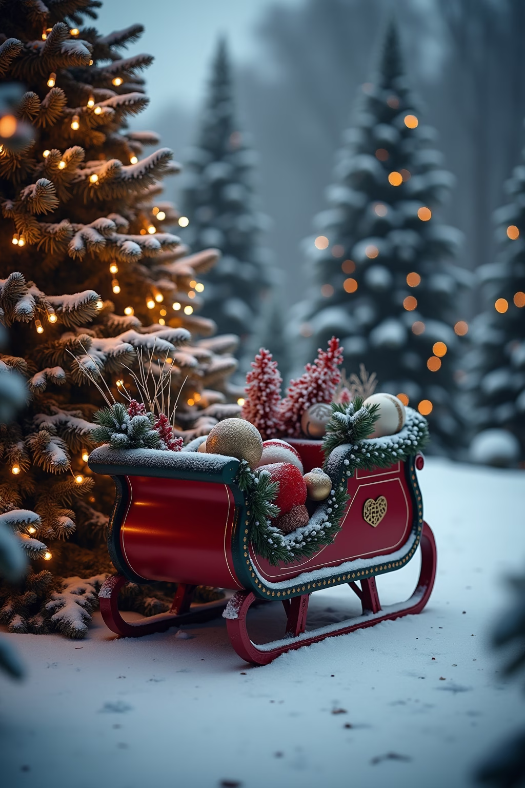 schlitten deko weihnachten draussen outline 6