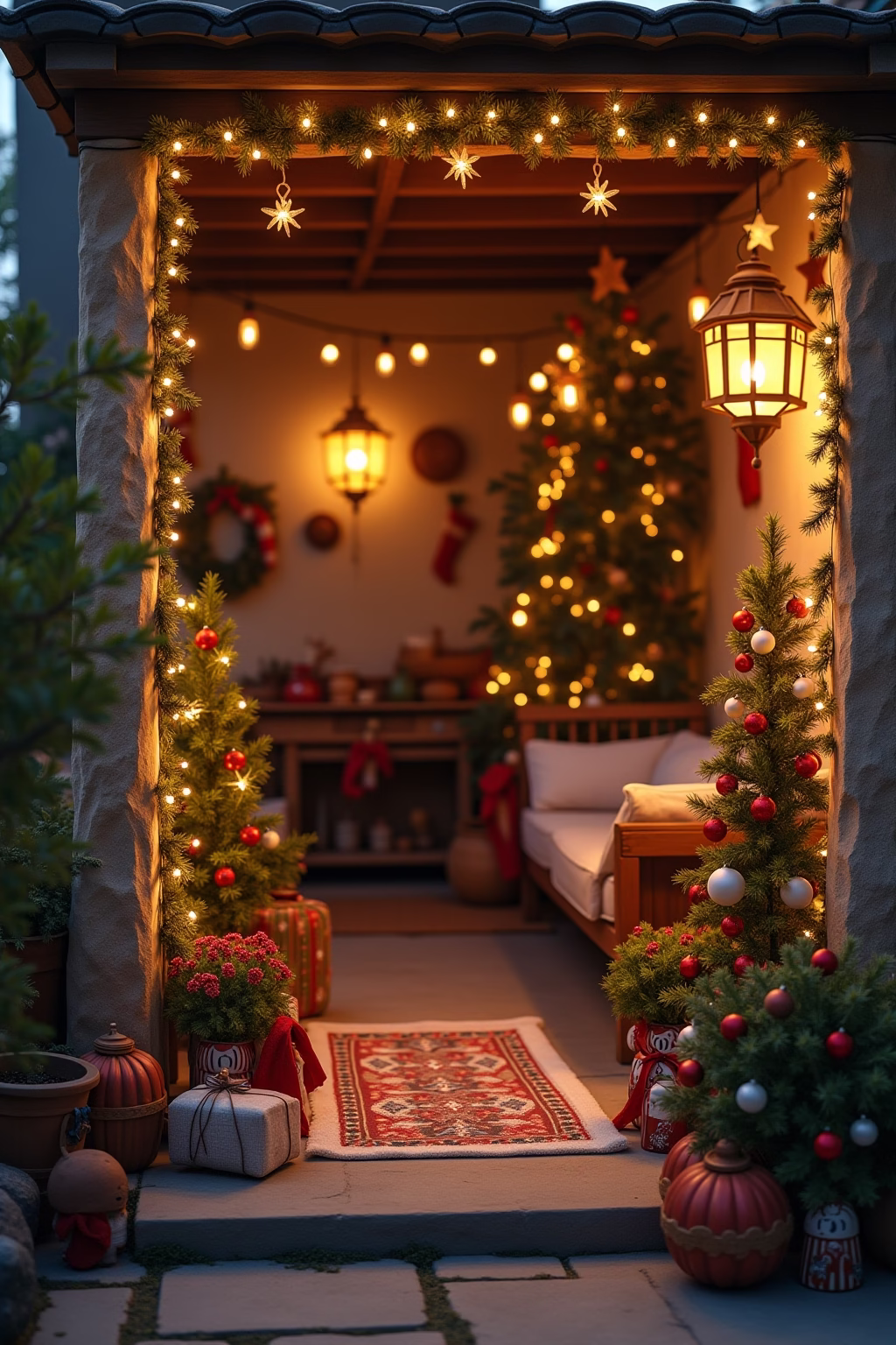 terrasse weihnachtlich dekorieren outline 6