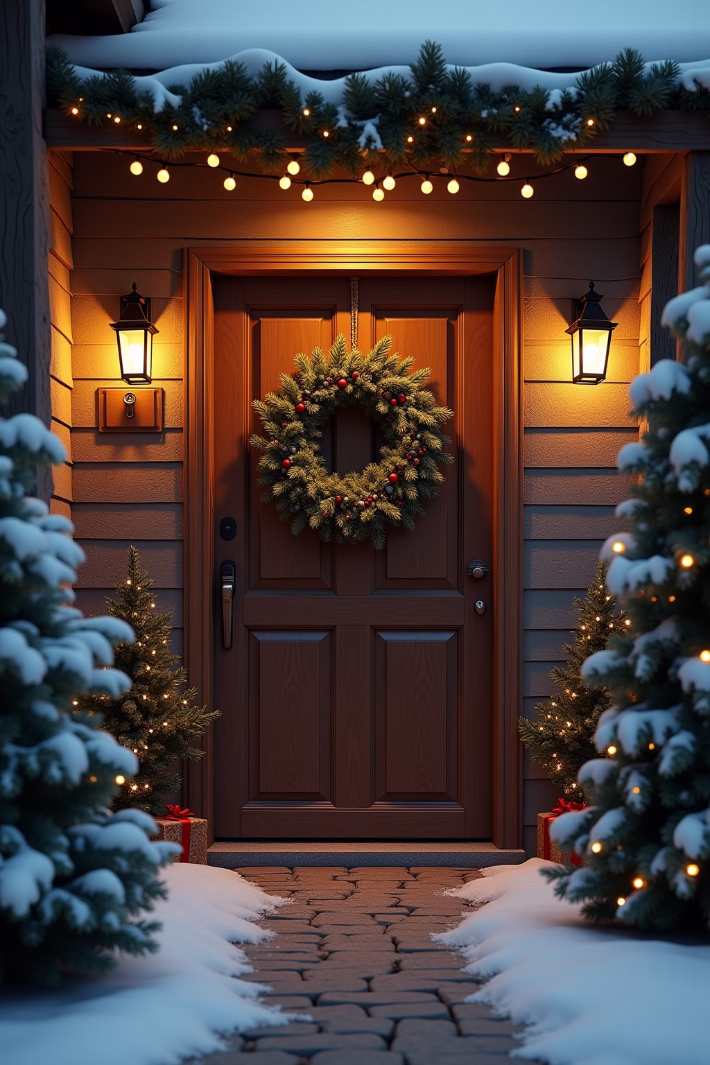 weihnachtsdeko draussen eingang outline 1