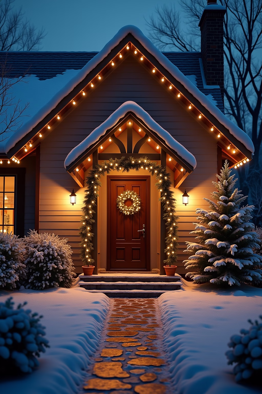 weihnachtsdeko draussen eingang outline 4