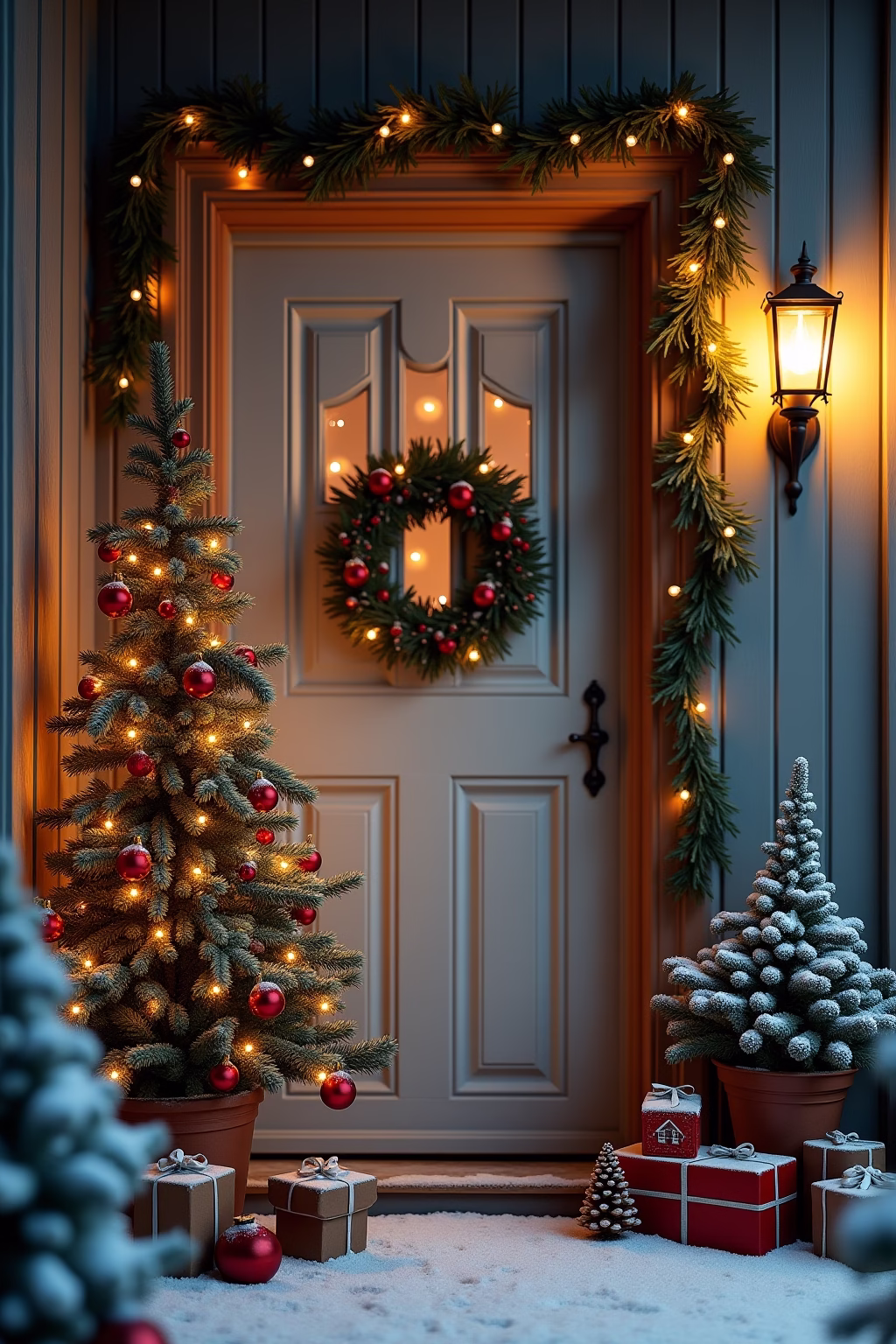 weihnachtsdeko draussen eingang outline 6