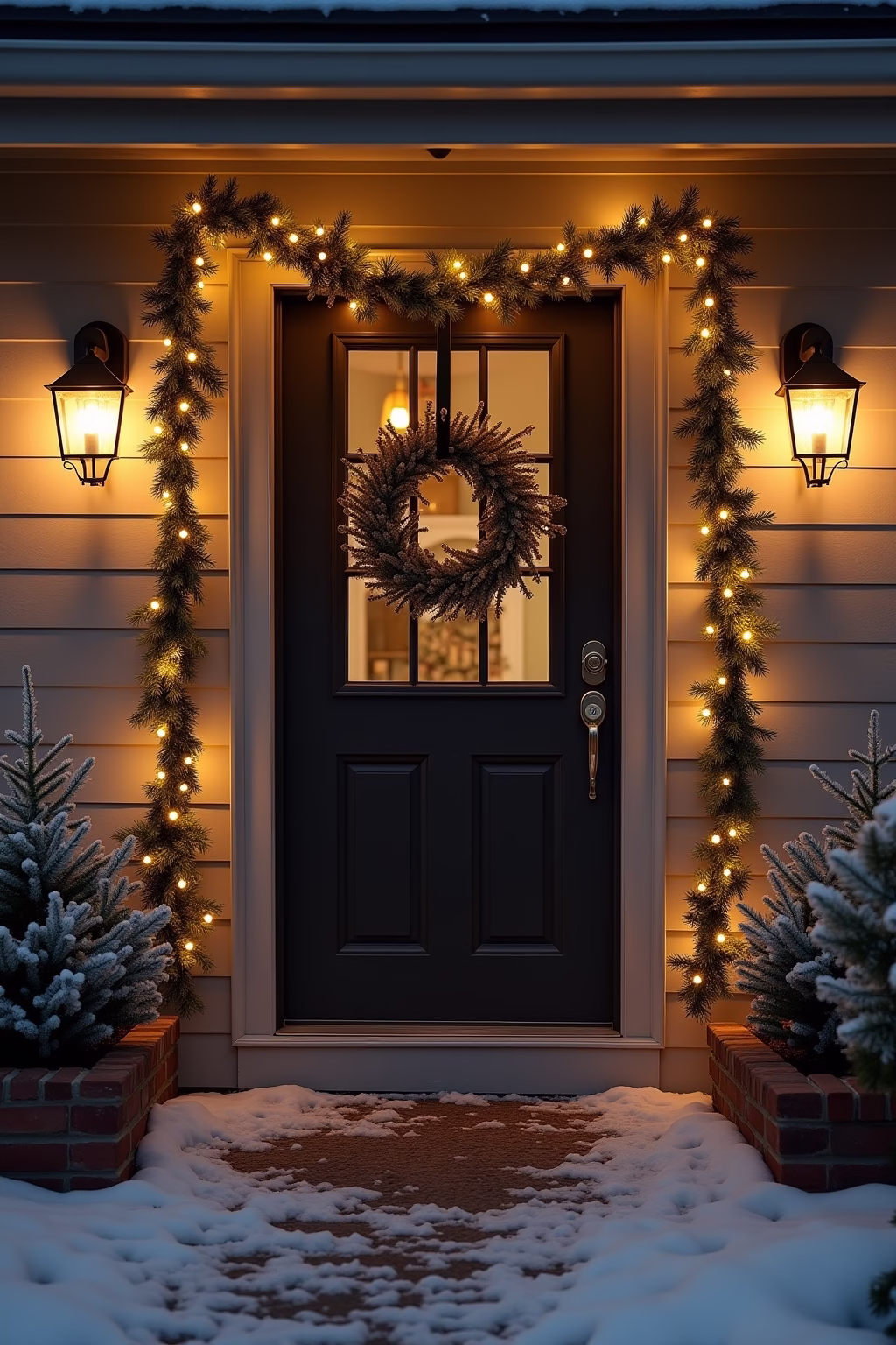 weihnachtsdeko vor der haustuer outline 2