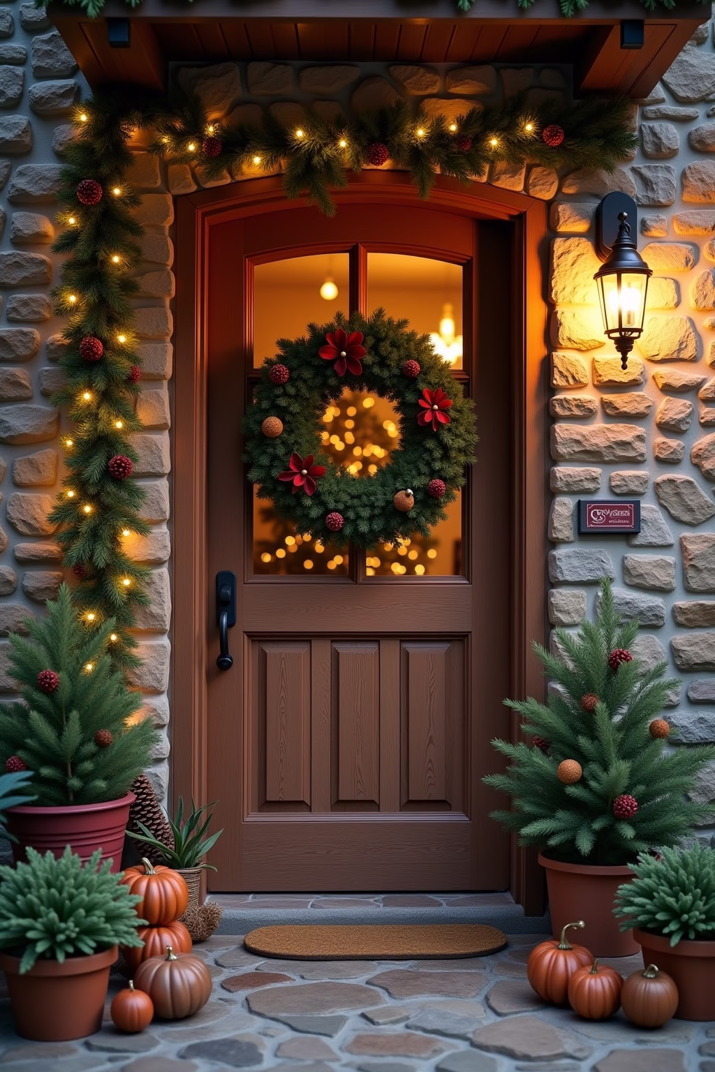 weihnachtsdeko vor der haustuer outline 4